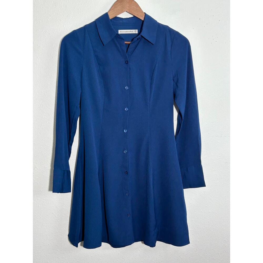 Ambercrombie & Fitch Blue Long Sleeve Button Down Mini Preppy Fit & Flare XSP